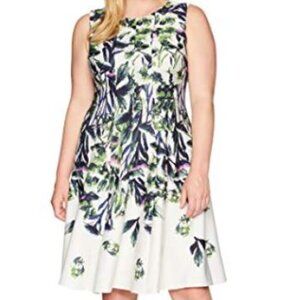 NWT Gabby Skye Sleeveless Sand Multi Floral Print Scuba Dress Size 24W Zipper